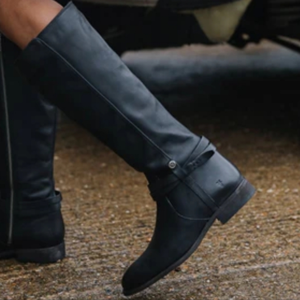 NEW Frye Melissa Belted Tall Boots Brushed Gray Riding Festival Boot